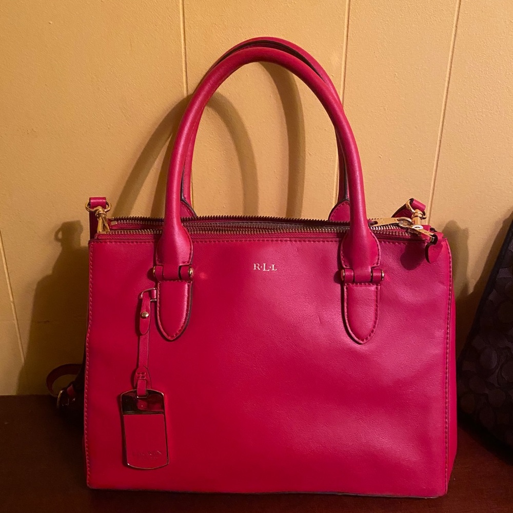 Ralph Lauren Newbury Satchel/Red Leather